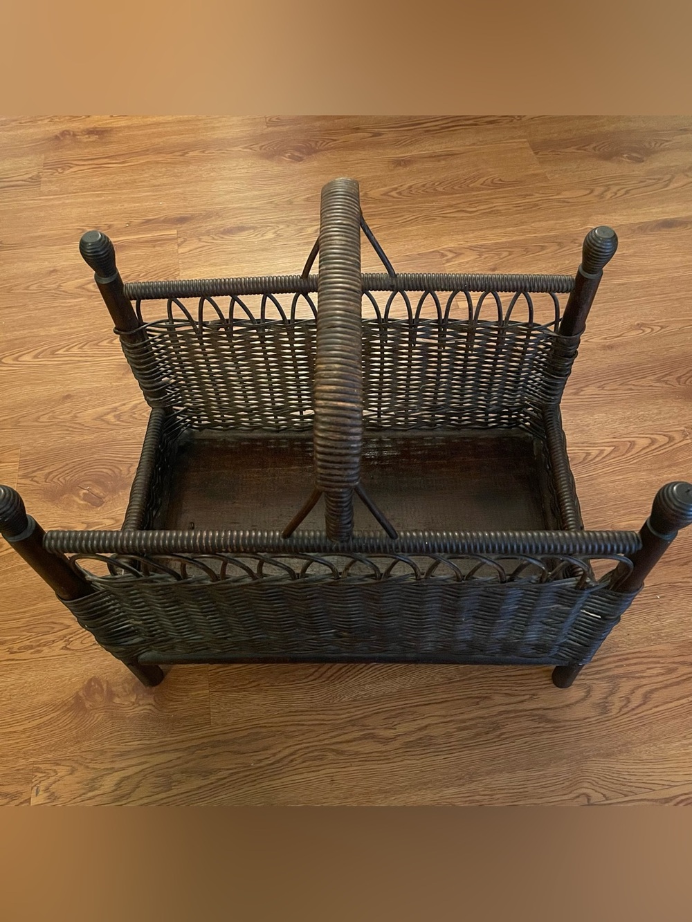 Vintage Wicker & Rattan Magazine Rack Holder Canterbury Boho Chic Mid Century